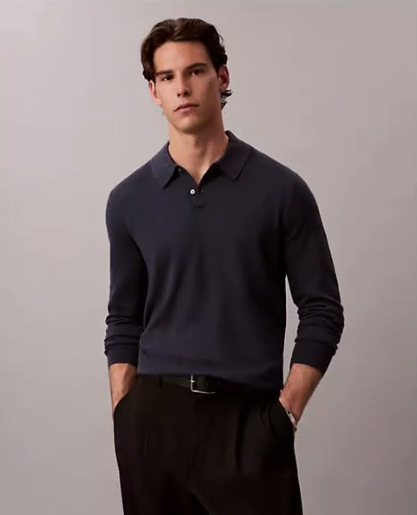 extra fine merino blend polo sweater