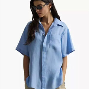 polo ralph lauren — women's oversize fit linen short sleeve shirt