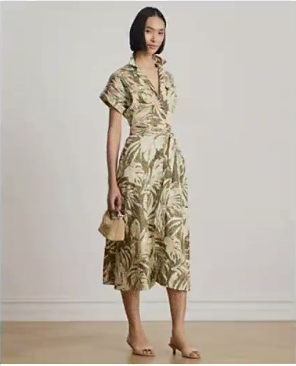 women's palm frond print camp collar shirt dress women's palm frond print camp collar shirt dress