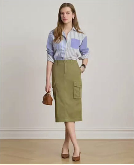 lauren ralph lauren — women's spread collar striped broadcloth shirt lauren ralph lauren — women's spread collar striped broadcloth shirt