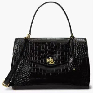 lauren ralph lauren — farrah soft embossed medium leather satchel handbag