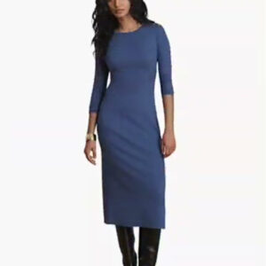 women's slim fit crewneck midi dress