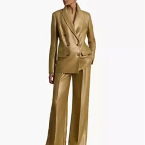 lauren ralph lauren — women's high rise foiled wide leg pants
