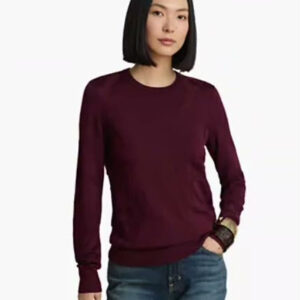 lauren ralph lauren — women's belting motif slim fit cotton blend sweater