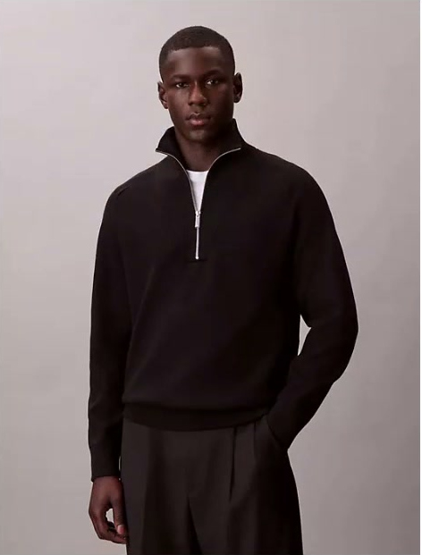 tech knit quarter zip sweater