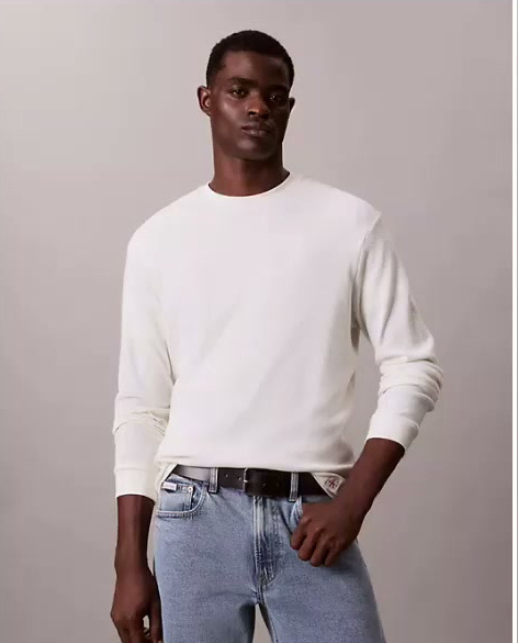 woven monologo waffle crewneck tee