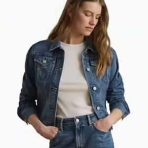 lauren ralph lauren — women's buttoned placket denim trucker jacket