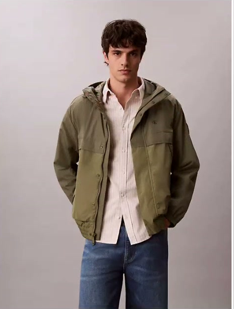 lightweight nylon mixed media jacket