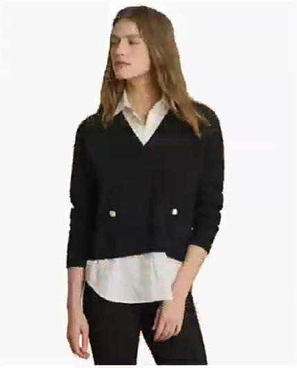 lauren ralph lauren — petite layered button trim cotton sweater lauren ralph lauren — petite layered button trim cotton sweater