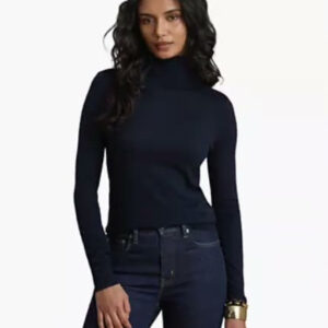 lauren ralph lauren — women's modal silk blend slim fit turtleneck sweater