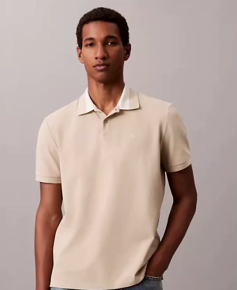 pique colorblock collar polo shirt
