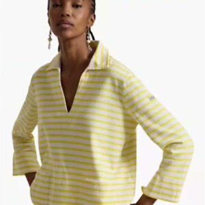 polo ralph lauren — women's striped split placket mariner pull on t shirt