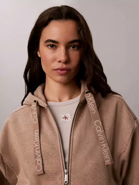 logo tape fleece hoodie