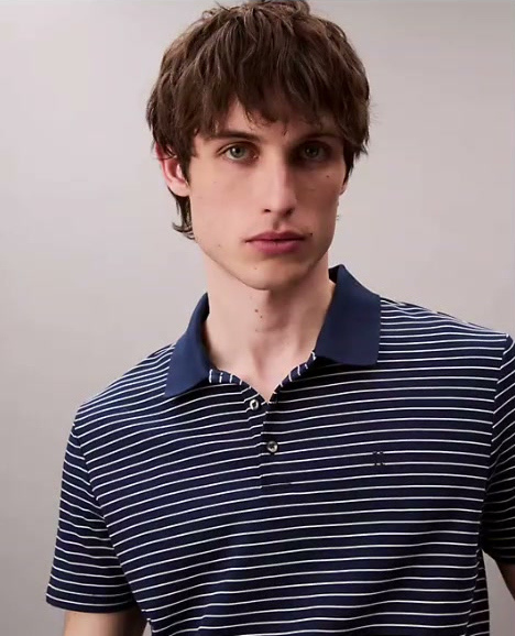 cotton blend stripe classic polo shirt