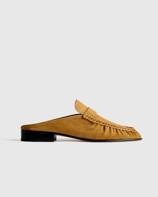 italian leather ruched loafer mule