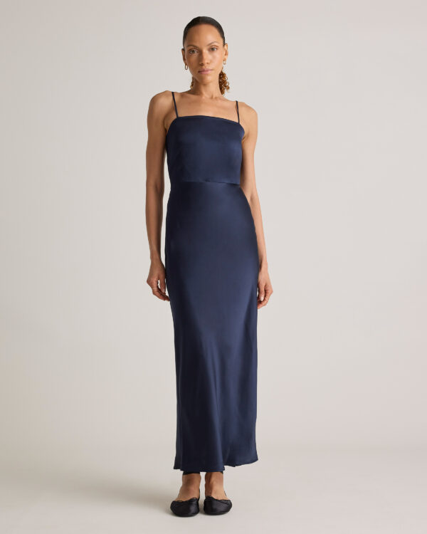 100% washable silk square neck maxi dress