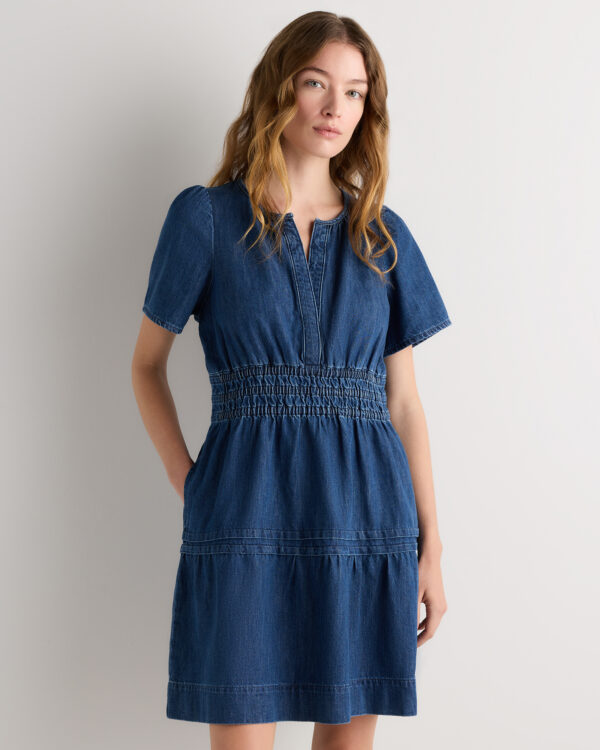 organic denim tiered mini dress