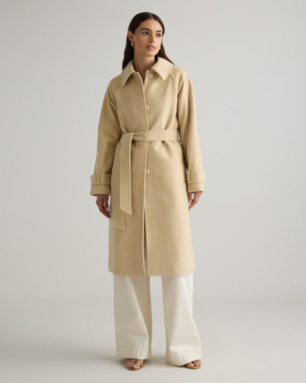 italian wool belted point collar coat