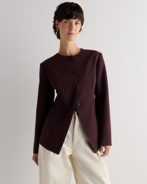 everyday stretch collarless longline blazer