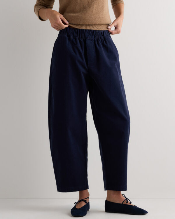 organic stretch corduroy pull on barrel pants