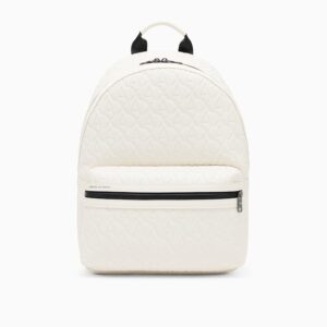 backpack with embossed pattern and front zip pocket