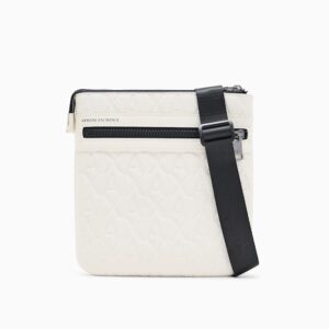 crossbody bag with a textured finish and an embossed pattern