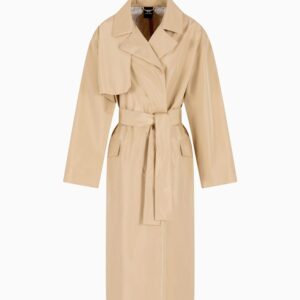 trench coat with belt in shiny fabric